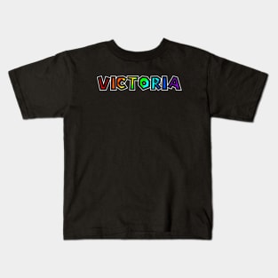 City of Victoria BC - Rainbow Text Design - Colourful Name Gift - Victoria Kids T-Shirt